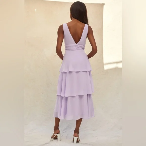 NWT Celebration Time Lavender Sleeveless Tiered Midi Dress - Picture 9 of 12